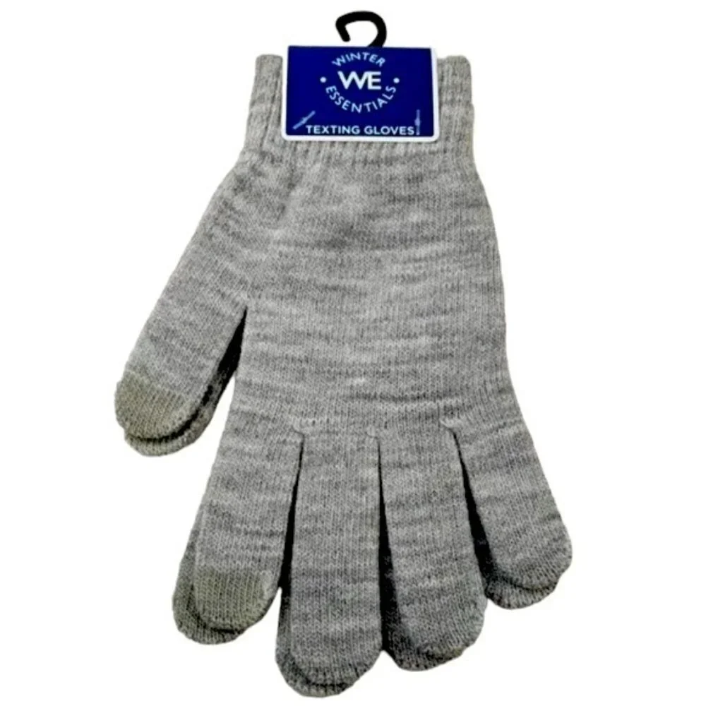 WE Texting Touchscreen Gloves 2 Pair Warm Winter Stretchy Knit Gray OS Unisex